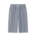 thumbnail image 2 of RKSTN Cotton Linen Capri Pants for Men Plus Size Drawstring Waist Lightweight Straight Leg Breathable Daily Commute Summer Pants for Men with Pockets (Gray ,M), 2 of 7