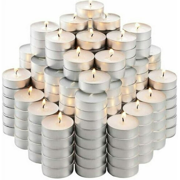 100 Pack Tea Light Candles Bulk Pack 3 hours Burn White Unscented