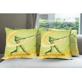 thumbnail image 6 of Ambesonne Cartoon Throw Pillow Cover 4 Pack, Baseball Player Hits, 18", Green Yellow, 6 of 7