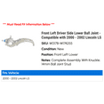 thumbnail image 2 of Front Left Driver Side Lower Ball Joint with Knuckle - 14mm Ball Joint Bolt - Compatible with 2000 - 2002 Lincoln LS 2001, 2 of 2