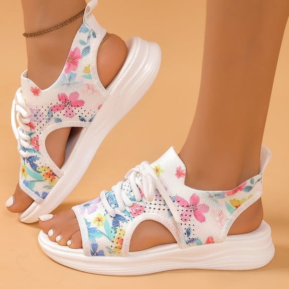 Orthopedic Wedge Sandals for Women 2026 Summer Dressy Open Toe Breathable Mesh Lace Up Wedge Wide Width Sneaker Comfortable Casual Ankle Strap Walking Outdoor Beach
