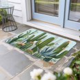 thumbnail image 2 of Green Cactus Doormat Outdoor Entrance 24"x36", Watercolor Summer Botanical Blue Absorb Moisture Dirt Door Mats, Non-Slip Rubber Backing Floor Mats Indoor, Low-Profile Front Door Rugs, 2 of 9