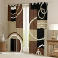 thumbnail image 2 of Modern Brown Grey Black Curtains for Living Room, Geometric Swirls Blackout Curtain for Boys Girls Kids, Geometry Circle Striped Insulated Thermal Curtains, Abstract Square Darkening Curtains 38"X45", 2 of 5
