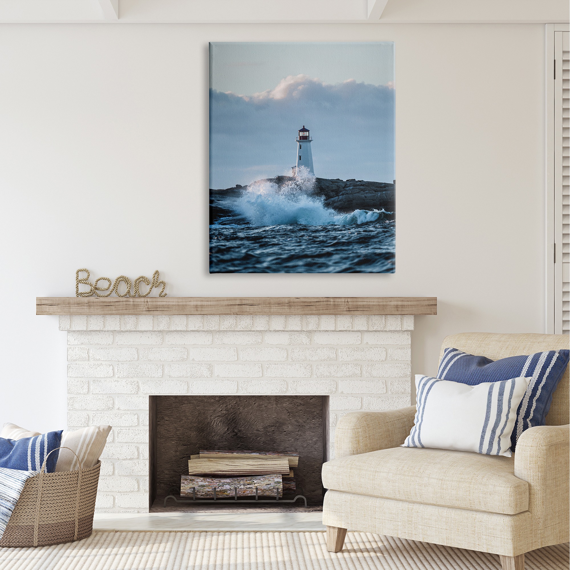 Stupell Industries Rough Sea Waves Photography Landscape Photography Gallery Wrapped Canvas Art Print Wall Art, 36 x 48
