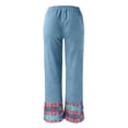 thumbnail image 4 of Pantalones de mezclilla afelpados Gibobby mujer pierna ancha informales irregulares Aqua M, 4 of 5