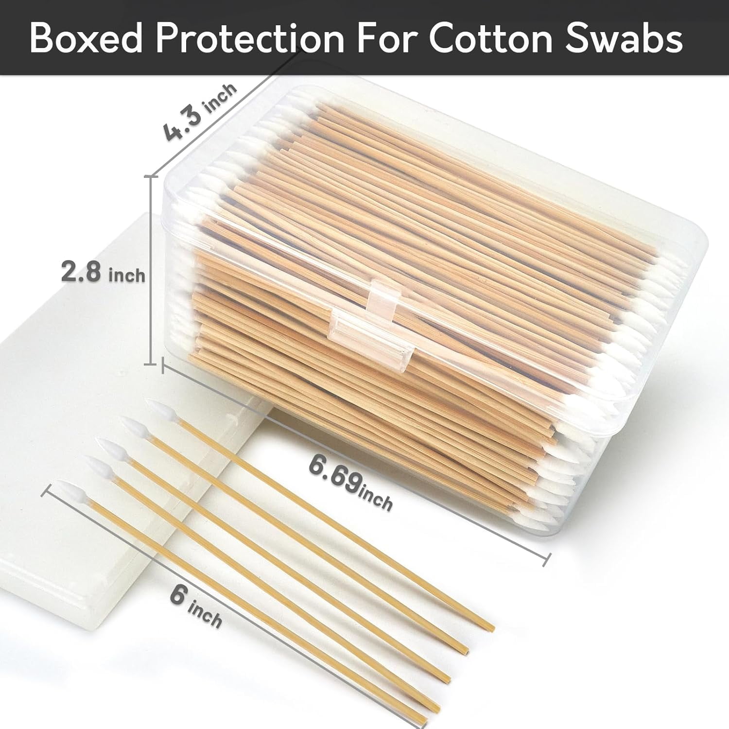 PINGMIC Pointed Cotton Swabs with 100% Pure Cotton Tips, Pointed and Low-Lint, 500 Count