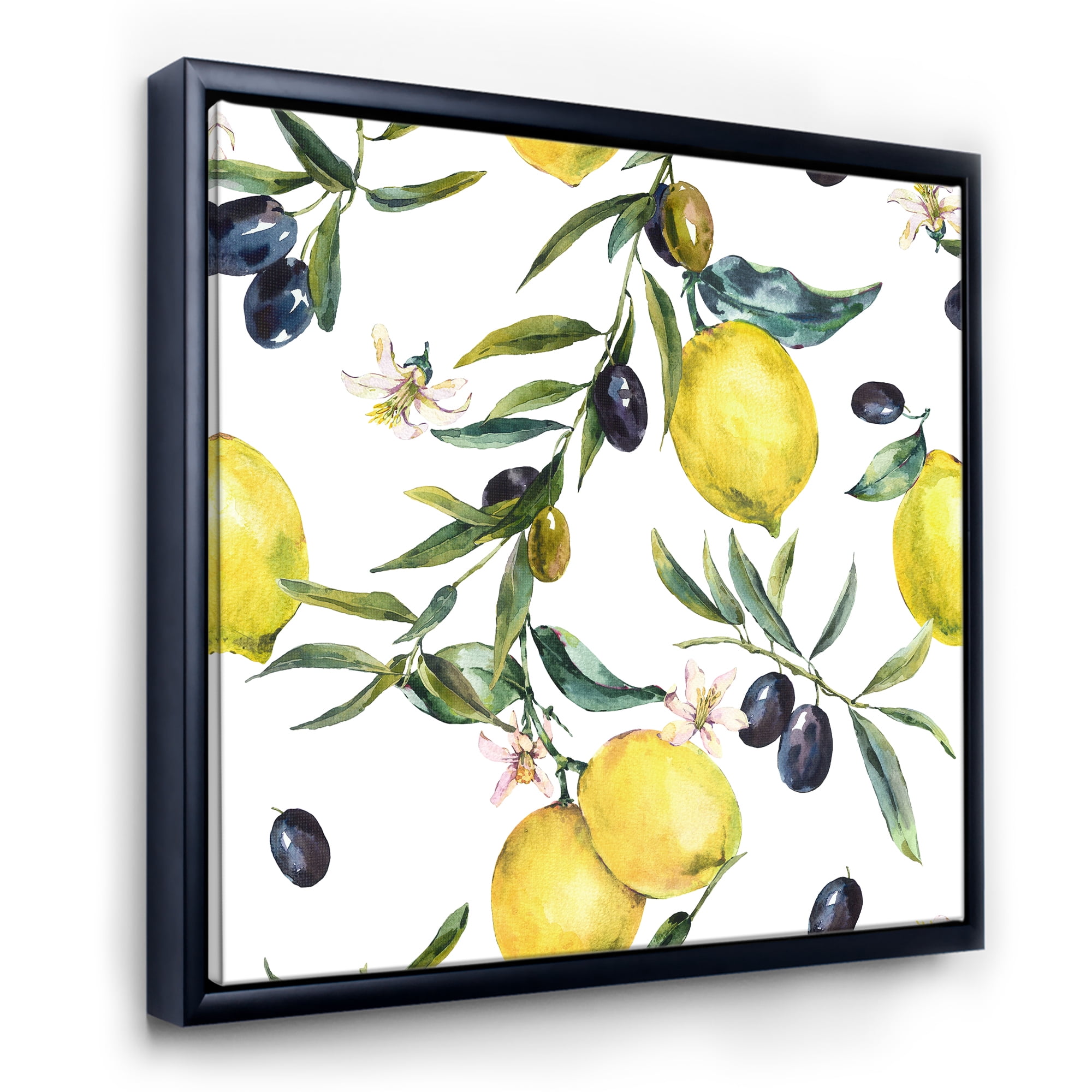 Designart 'Olive and Lemon Branches II' Tropical Framed Canvas Wall Art Print