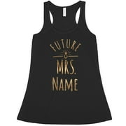 Future Mrs. Custom Name Bachelorette: Ladies Flowy Metallic Racerback Tank Top