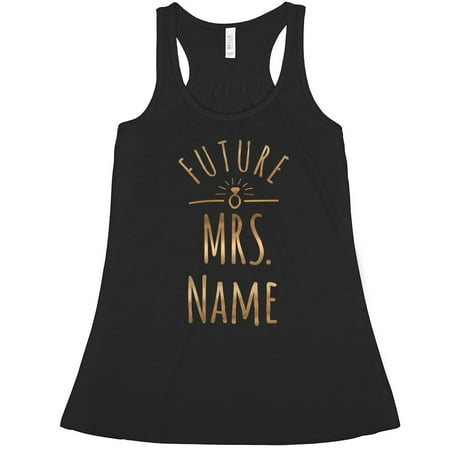 Future Mrs. Custom Name Bachelorette: Ladies Flowy Metallic Racerback Tank Top