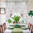 thumbnail image 4 of Swag Curtains Valances for Windows, Rabbit Easter Short Kitchen Window Curtains Over Sink, Eucalyptus Leaves White Flowers Cafe Curtains Panel Set Of 2,Rod Pocket, 36 Inches Length Gray White Plaid, 4 of 9