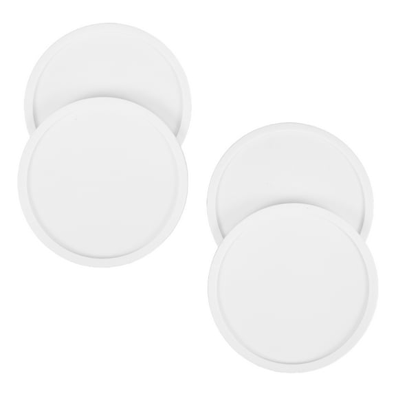 NICEXMAS 4Pcs White Round Silicone Drink Coasters Nonslip Cup Pads for Table