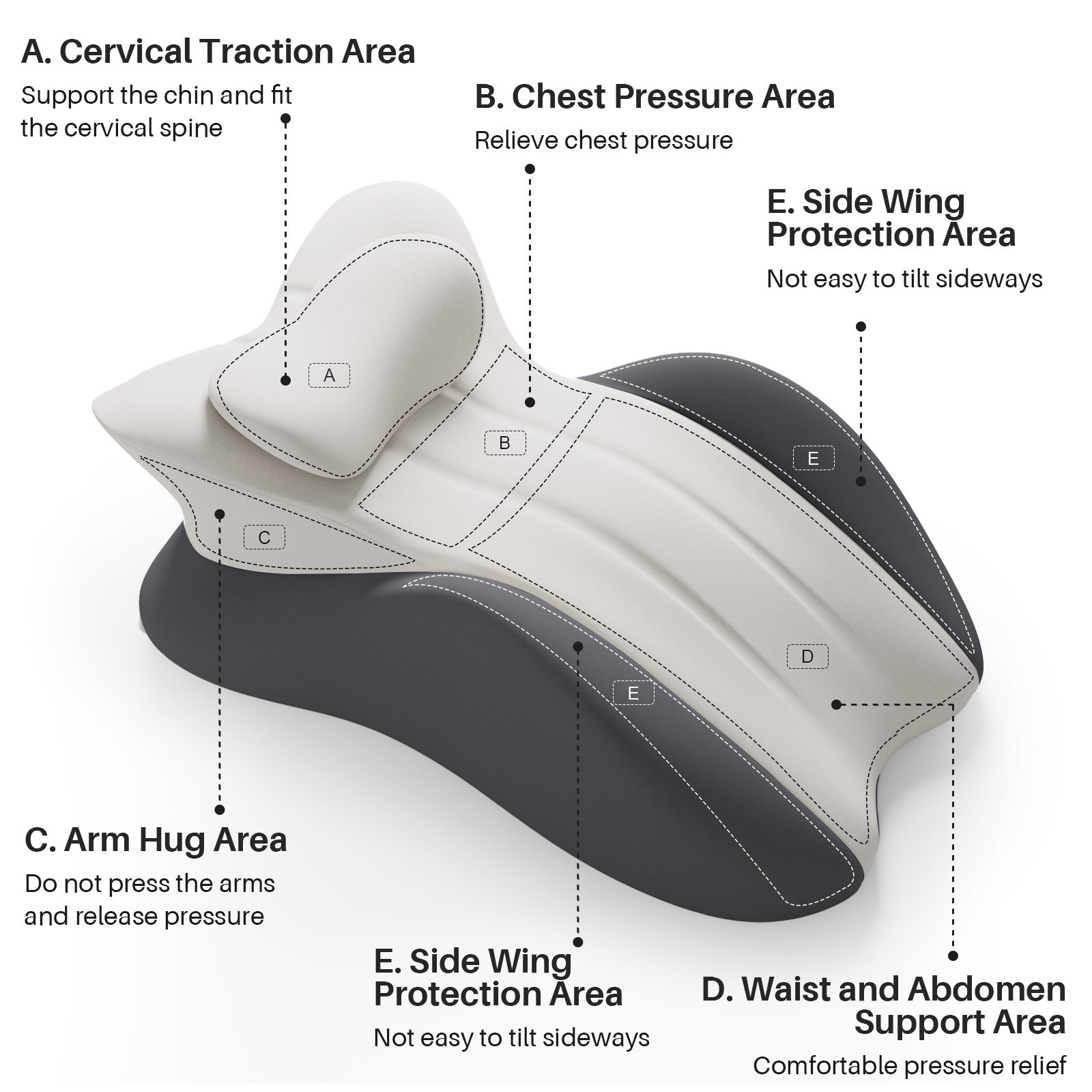 JIAN YA NA Multi-Position Wedge Pillow for Adults, Memory Foam Support Bed Pillow with Removable Cover for Sleeping Sitting Up Prone Reading (Gray/Dark Gray)