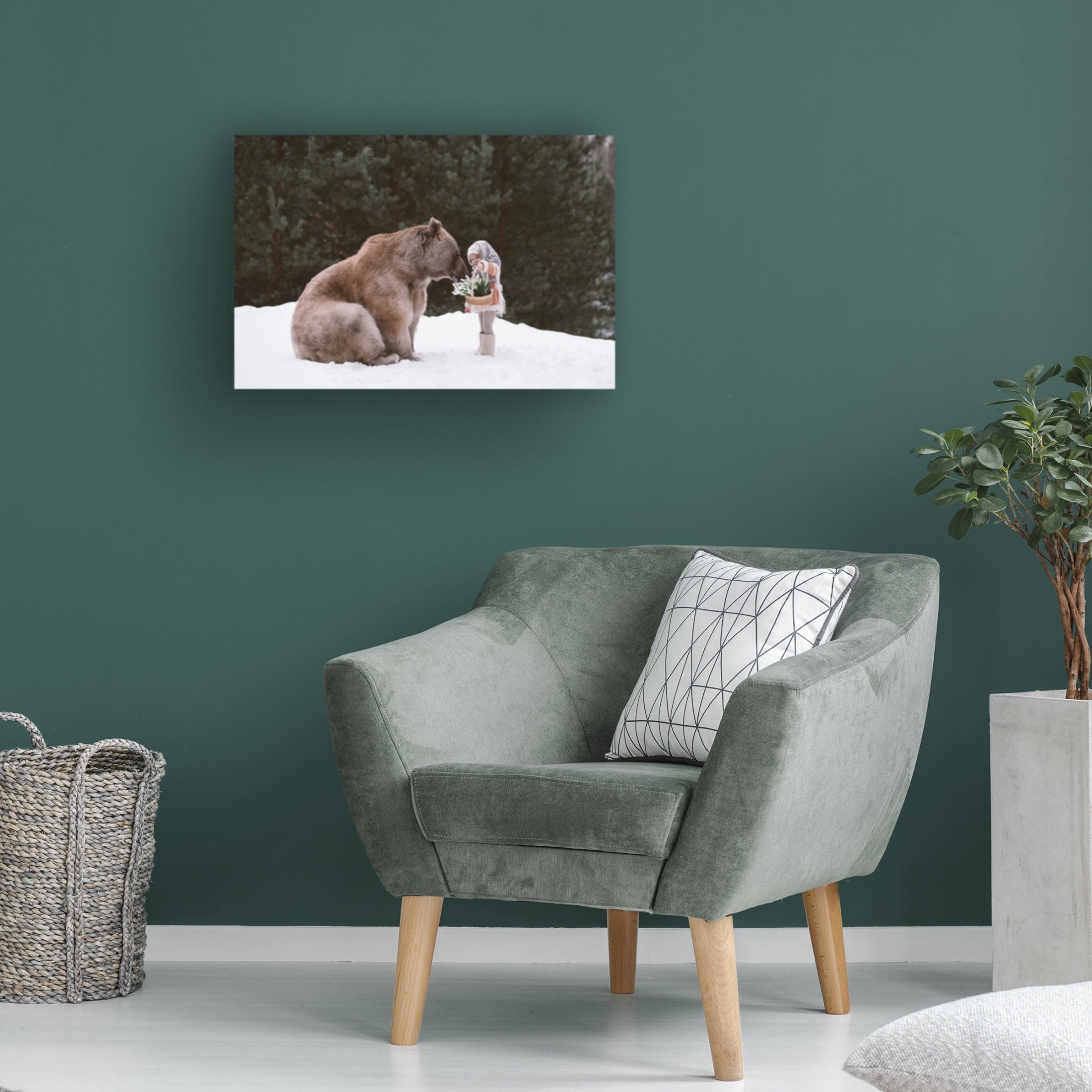 Canvas Wall Art - Olga Barantseva 'Bear Companion' Wall Art for Living Room, Bedroom, or Office Décor by Trademark Fine Art - 19 x 12 Inches