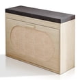 thumbnail image 2 of Hassch Entryway Shoe Cabinet with Rattan Decorated Flip-Drawer, Modern Shoe Bench for Hallway Living Room, Natural, 23.6"L x 9.4"W x 18.5"H, 2 of 6