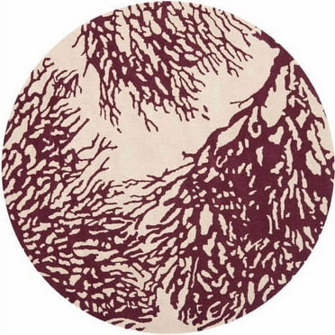 SAFAVIEH Bella Pascal Floral Coral Wool Area Rug, Beige/Purple, 5' x 5' Round