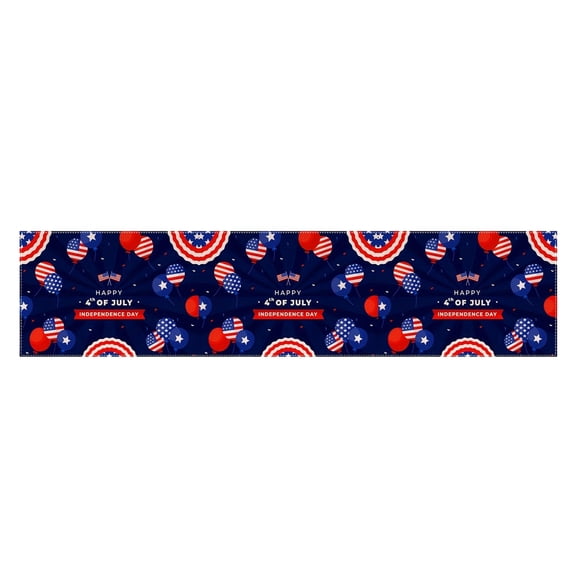 Independence Day USA Flag Table Runner, 70x13in Red White Blue Star & Stripe Tablecloth for American 4th of July Holiday Party Decor