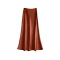 thumbnail image 2 of oqasdz Skirts for Women Elegant High Waist Satin Midi Skirt Solid Color Casual Wear Soft Flowy Comfortable Stretch Versatile Outfits, 2 of 4