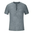 thumbnail image 4 of Zpanxa T Shirts for Men, Gym Shirts Men Round Neck Short Sleeve Button Down Blouse Tops Casual Fashion Solid Color Pullover Gray M, 4 of 5