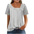 thumbnail image 5 of Xdegoge Summer Tops for Women Under 10 Plus Size Tees Short Sleeve V Neck T Shirt Fashion Gradient Printed Summer Tunic Tops Loose Fit Casual Blouses Cancel Membership Save for Later, 5 of 7