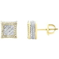 thumbnail image 3 of 10K Yellow Gold Real Baguette Diamond 7.5mm Square 3D Kite Stud Earrings 1/2 CT, 3 of 5