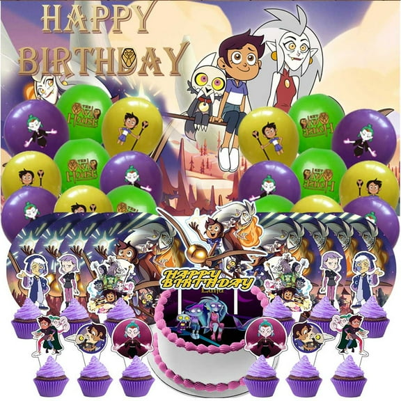 The Owl House Balloons Party Supplies Decor Tableware Birthday Cake Topper Decorations Banner Backdrop