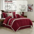 thumbnail image 6 of LANCO MODERN LIFESTYLE Wine Comforter Set King Size, 7 Piece Bedding Set for All Seasons, Elegant Microfiber Embroidery Floral, Bedskirt, Shams and Decor Pillows, 6 of 7