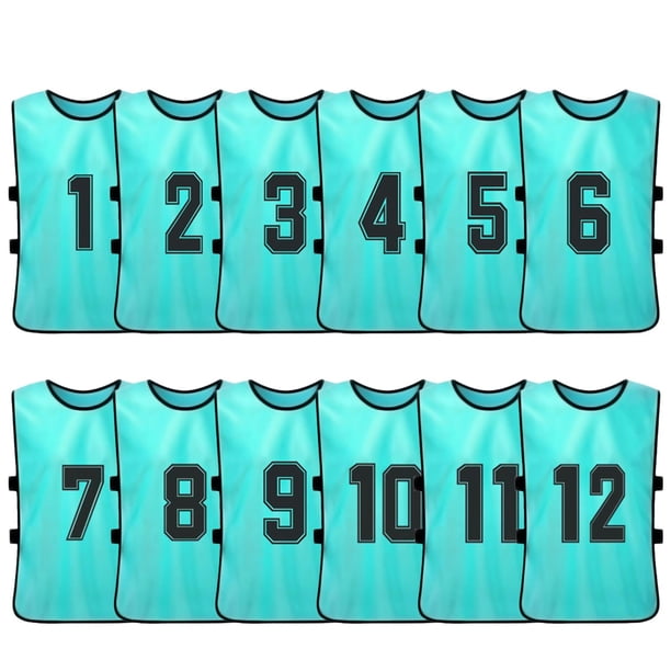 Chaleco 12 PCS Adultos Fútbol Pinnies Jerseys del equipo de fútbol de secado rápido Deportes juvenil Tomshoo Chaleco