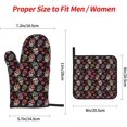 thumbnail image 3 of Oven Mitts and Pot Holders Sets of 4, Sugar Skulls Floral Kitchen Gloves for Cooking Baking Hippie Flowers Hot Pads BBQ Potholders, 3 of 6