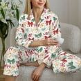 thumbnail image 6 of Yiaed Retro bows Print Pajamas Women's Long Sleeve Sleepwear Soft Button Down Loungewear Pjs Lounge Set Nightwear Womens Pajama Pants-X-Large, 6 of 7
