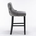 thumbnail image 5 of Classic Velvet Bar Stools set of 2, Upholstered Stools with Button Tufted Decoration, Wing-Back, Wooden Legs, Footrest, Goth Style Bar Chairs for Kitchen Island, Coffee Shop, Dining Room, Gray, 5 of 8