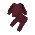 thumbnail image 3 of 0-24M Newborn Baby Girl Autumn Clothing Set 6M 12M 18M 24M Long Sleeve Solid Cotton Soft Top Pants, 3 of 7