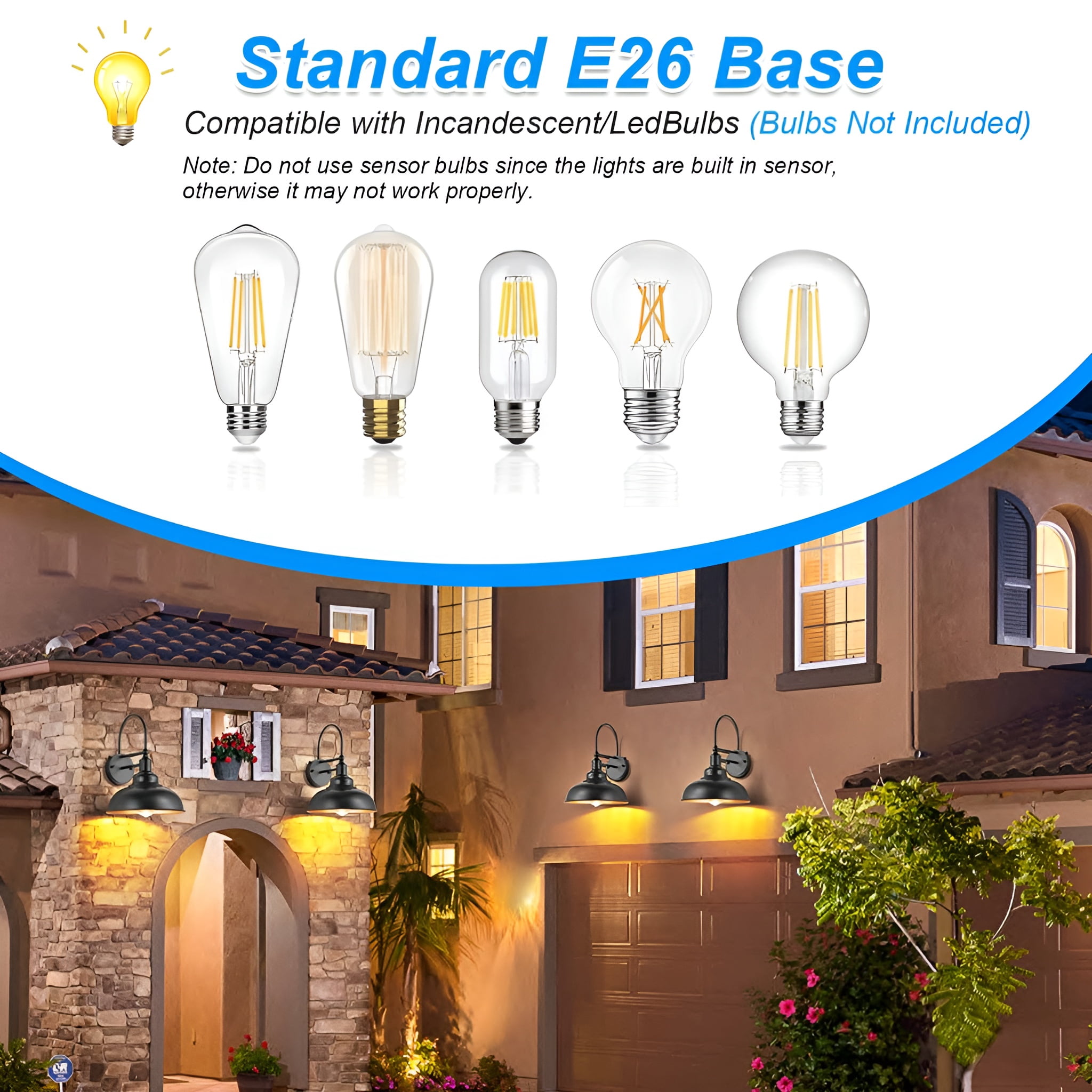 GCGAFUL Dusk to Dawn Outdoor Barn Lights 2 Pack, Farmhouse Gooseneck Wall Sconce, Waterproof Vintage Lighting for Porch, Garage, Patio