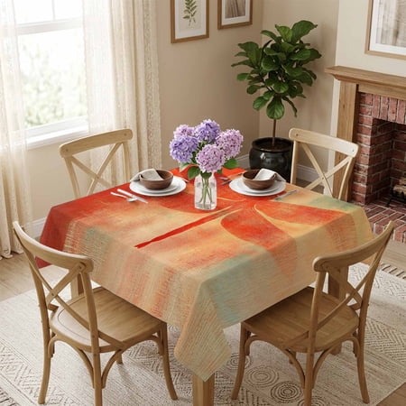 Orange Dragonfly Painting Square Tablecloth 54x54 Inch Abstract Art Waterproof Polyester Tablecloth for Dining Table, Washable Table Cover for Kitchen Dining Room Wedding Decoration,Stain Resistant
