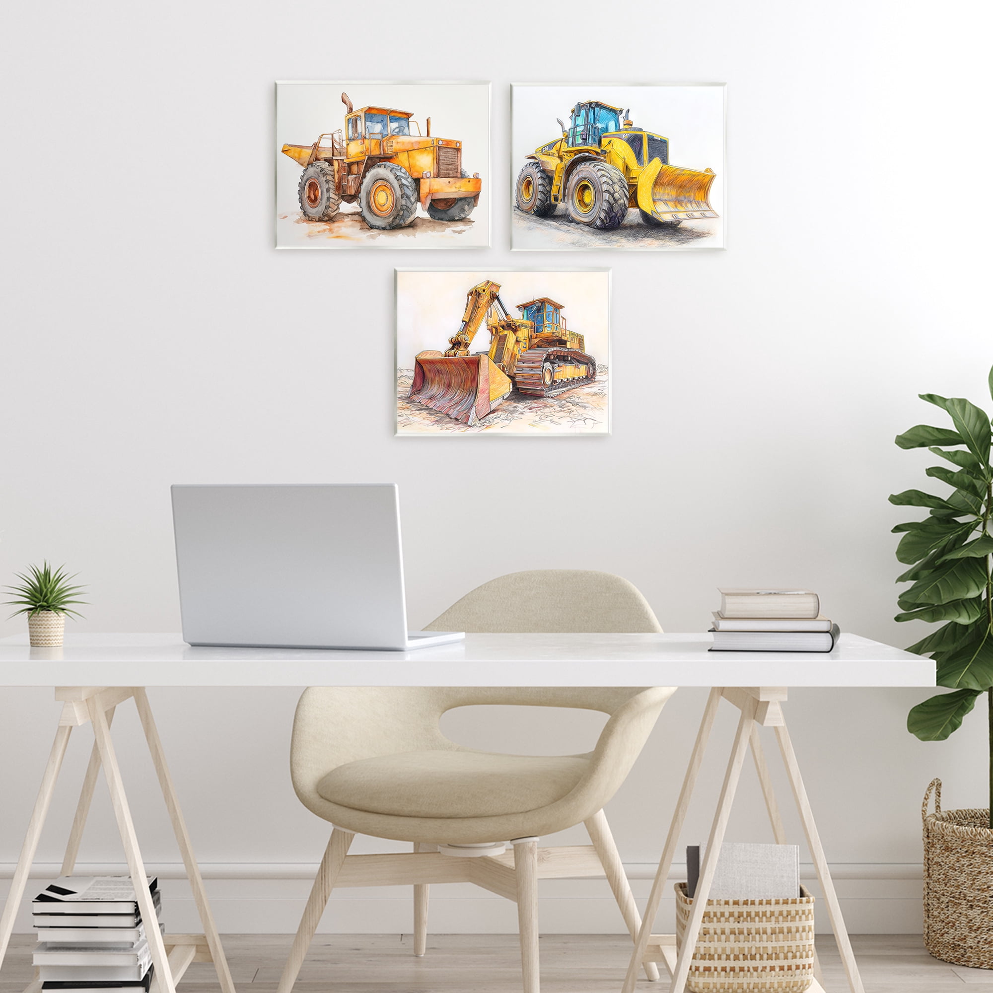 Stupell Industries Various Construction Trio 3 Piece Wall Plaque Art Set, design by Steve Hunziker