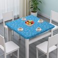 thumbnail image 3 of Blue Christmas Snowflake Pattern Square Fitted Tablecloth with Elastic Edge,Square Table Cover,Washable Elastic Table Cover for Home Kitchen Party Decor 36"x36", 3 of 6