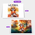 thumbnail image 2 of Hello Fall Cavalier King Charles Spaniel Football Welcome Autumn with Leaves Pumpkins 7x5in Folded Greeting Card Dog Lover Gifts Single Note Card with Envelope - 00012, 2 of 5