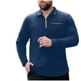 thumbnail image 2 of Aimik Hanes Up to 65% off Clearance Mens Casual Slim Fit Polo Shirt Tops Lightweight Longsleeve Basic Designed 1/4 Zip Shirts-Blue XXXXXL, 2 of 6