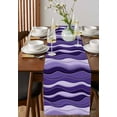 thumbnail image 4 of Purple Ombre Table Runner Cotton Linen 120 Inch Holiday Dresser Scarves, Abstract Art Moire Ocean Waves Tablerunner for Kitchen Coffee Dining Bedroom Home Living Room Dinner Scarf Décor 13''x120'', 4 of 9