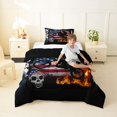 thumbnail image 4 of Manfei Motorcycle Rider Twin Comforter Sets，Retro American Flag Bedding Set，Red Blue,Black Reversible,2-Piece,1 Comforter and 1 Pillowcase, 4 of 7