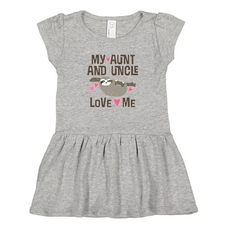 

Inktastic My Aunt and Uncle Love Me Sloth Girls Toddler Dress