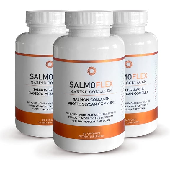 VITASEI Salmoflex Marine Collagen Peptides Pills W/Hyaluronic Acid, Vitamin C, D, E| Salmon Supplements -Hair, Skin, Nails | Multivitamin for Women & Men |Knee, Joint Relief -3 x 60 Capsules
