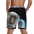 thumbnail image 4 of Uemuo Cat Astronaut Pattern Mens Swim Trunks Quick Dry Board Shorts with Mesh Lining, Stretch Beach Shorts Quick Dry No-Chafing Board Shorts-, 4 of 9
