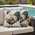 thumbnail image 5 of Green Rooster Pillow Covers 2 Pack Vintage Retro Pastoral Animals Rustic Farm Wood Grain Pillowcase Waterproof Outdoor Throw Pillow Cover for Patio Garden Square Cushion 16”x16”, 5 of 9