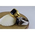 thumbnail image 4 of Men's Stainless Steel Gold/Silver/Black Plated Ring with Square Gemstone Multicolor Stone, 4 of 14