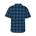 thumbnail image 4 of Xecao Blue Black Plaid print Hawaiian shirt - a stylish short-sleeve button-down for men, perfect for casual beach and tropical outings., 4 of 9