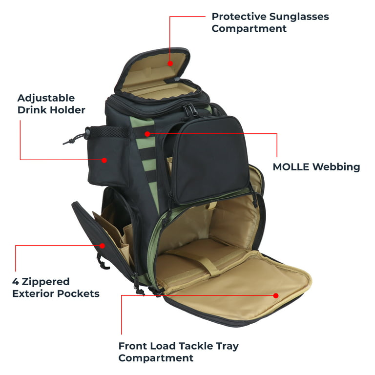 Osage River Ultimate Fishing Backpack, Tackle Box Storage, Night Fishing  Light, Waterproof Rain Cover, Medium Bag