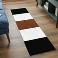 thumbnail image 4 of Boho Black Washable Runner Rugs 2'x6', Brown and White Striped Tribal Farmhouse Style Low Pile Throw Entryway Rug Non-Slip Sturdy Edge Binding Carpet for Indoor Bedside Entrance Bedside, 4 of 9
