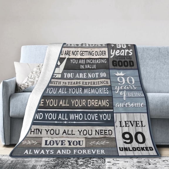 Wijzvio 90th Birthday Gift Throw Blanket Soft Fuzzy Fleece Blanket For Couch Bed Living Room Decoration 40"X30"