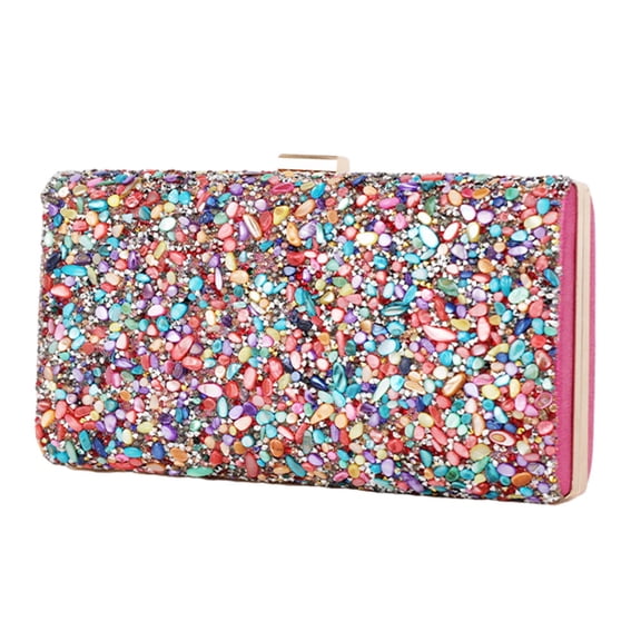 HOOWIFFY Stylish Multi-Color Evening Clutch Bag with Chain Strap for Elegant Parties and Special Occasions