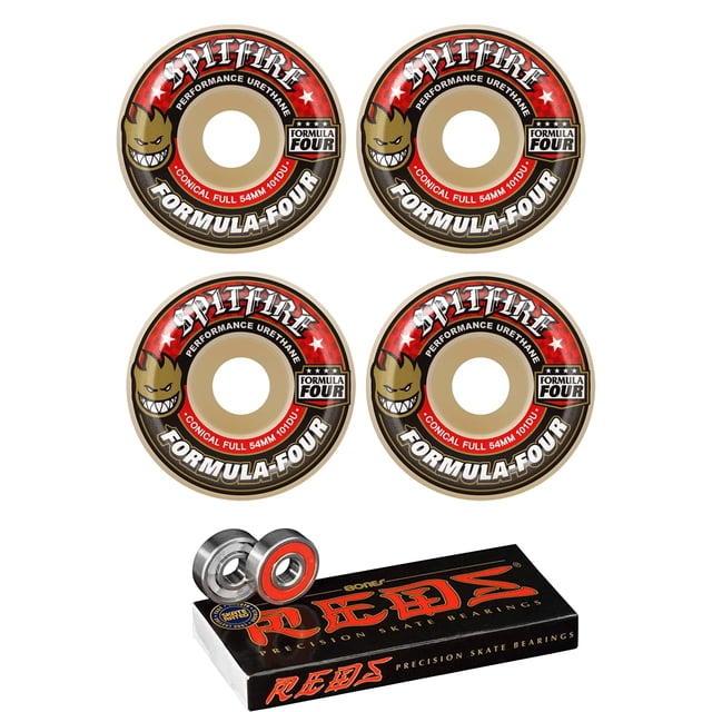 Spitfire Roues de Planche à Roulettes 58mm Conique Formule Quatre avec Os Roulements Rouges